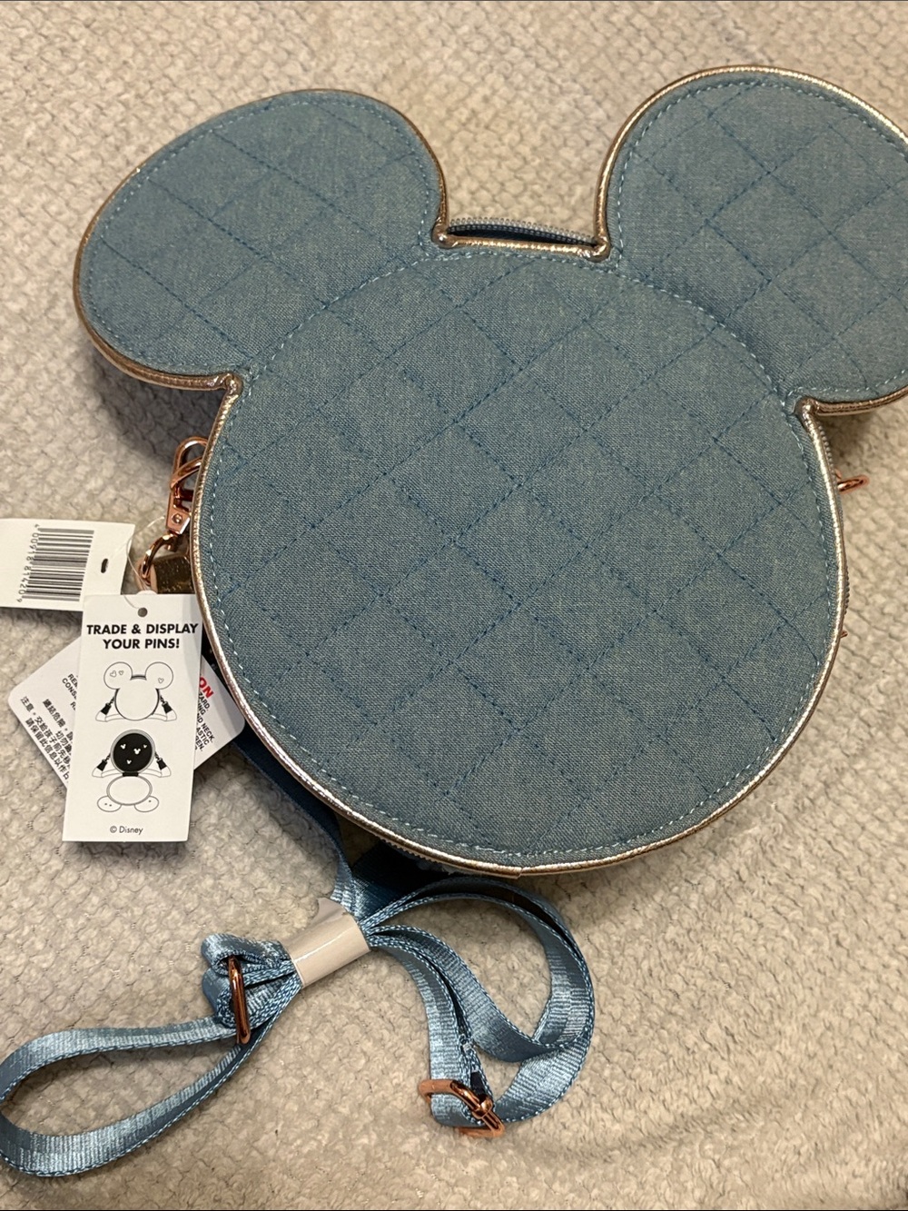 Disney Pin Traders Quilted Mickey Ear Crossbody Bag